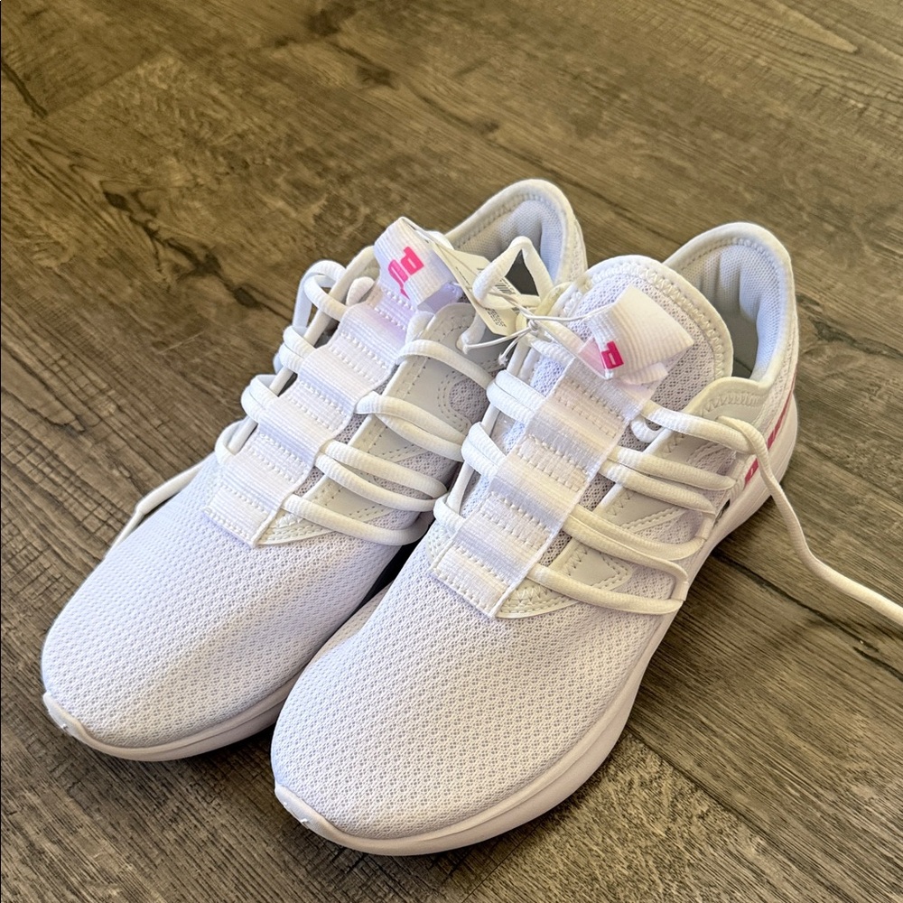 Puma White Sneakers with Pink Logo Accents